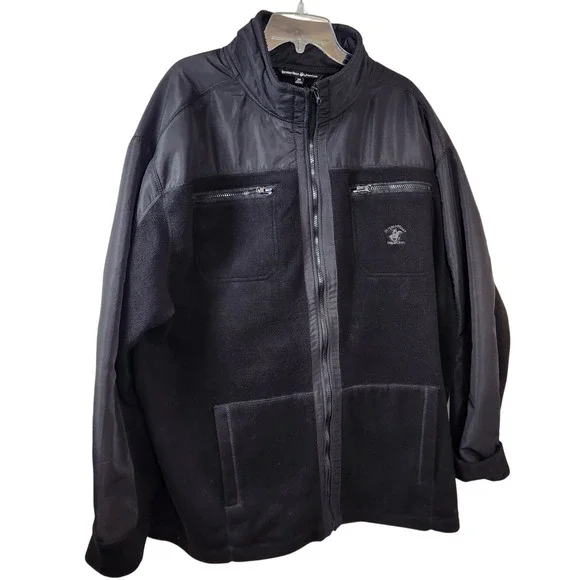 Beverly Hills Polo Club Mens Black Fleece Jacket Size 2X Full Zip Pockets - Picture 1 of 6
